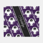 Couverture Polaire ballons de soccer noir violet girly motif texte (Devant (Horizontal))