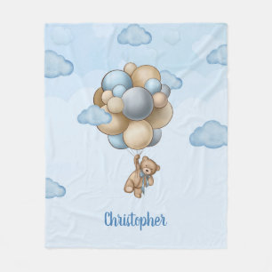 Couverture Polaire Ballons d'ivoire bleu roux de l'ours en peluche