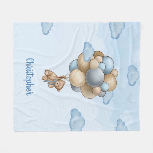 Couverture Polaire Ballons d'ivoire bleu roux en teddy (Devant (Horizontal))