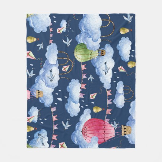 Couverture Polaire Ballons Whimsical : Motif de nuage d'aquarelle (Devant)