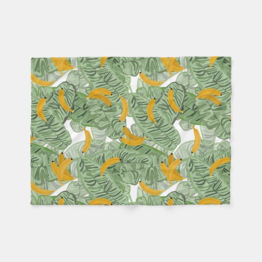 Couverture Polaire Banane tropicale moderne Motif vert (Devant (Horizontal))