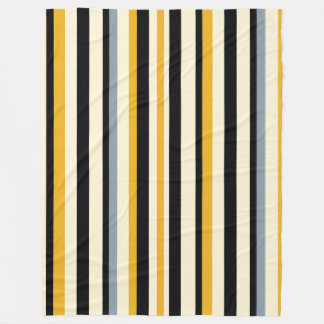 Couverture Polaire Bande noire, jaune, grise et blanche