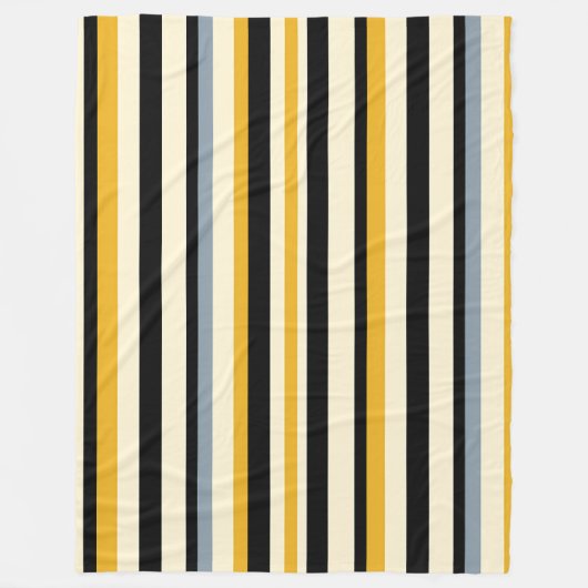 Couverture Polaire Bande noire, jaune, grise et blanche (Devant)