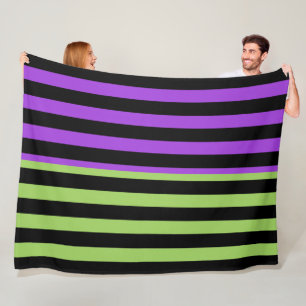 Couverture Polaire Bande verte violette et noire d'Halloween