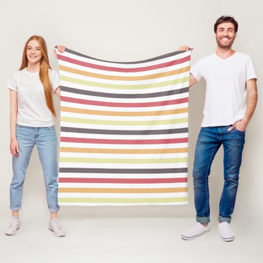 Couverture Polaire Bandes automnales jaunes oranges rouges automnales (En situation)