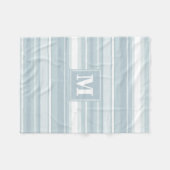 Couverture Polaire Bandes bleu glace monogramme (Devant (Horizontal))
