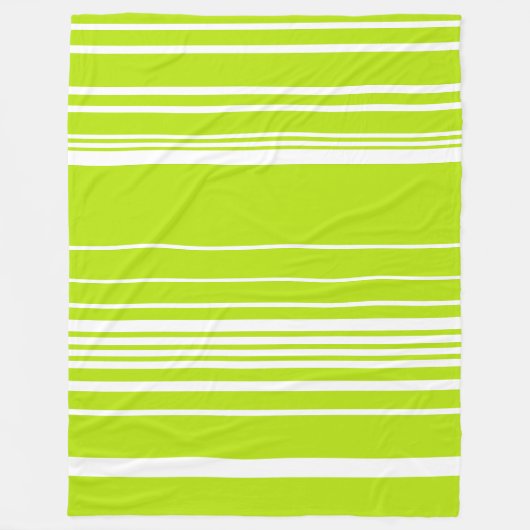 Couverture Polaire Bandes complexes en vert citron et blanc (Devant)
