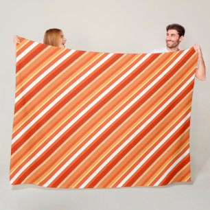 Couverture Polaire Bandes de bonbons en couches - orange et blanc