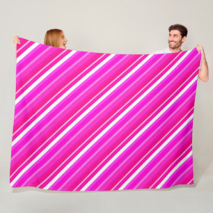 Couverture Polaire Bandes de bonbons en couches - rose et fuchsia