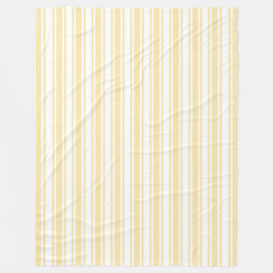 Couverture Polaire Bandes de bonbons jaune pâle et blanc