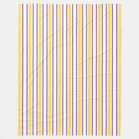 Couverture Polaire Bandes de bonbons jaunes, violets et blancs (Devant)