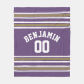 Couverture Polaire Bandes de jersey pourpre et or Numéro de nom perso (Devant)