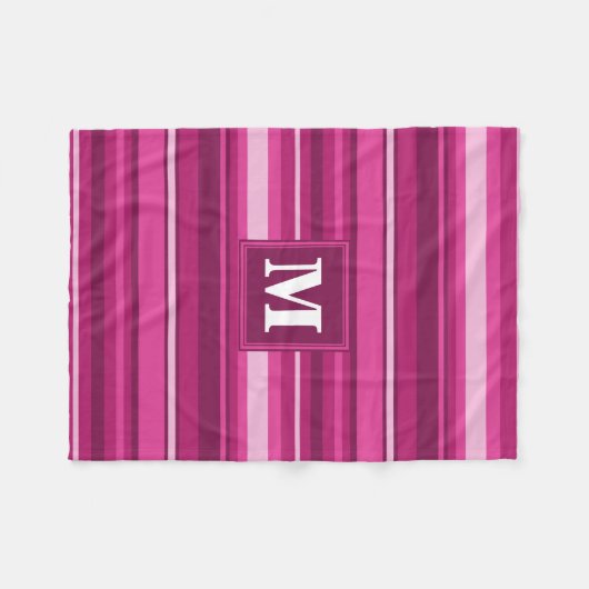 Couverture Polaire Bandes de monogramme fuchsia (Devant (Horizontal))