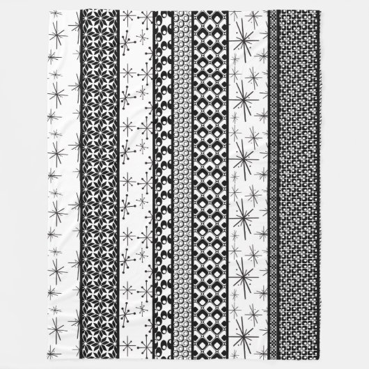 Couverture Polaire Bandes de Motifs rétro noir et blanc 1 (Devant)