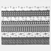 Couverture Polaire Bandes de Motifs rétro noir et blanc 1 (Devant (Horizontal))