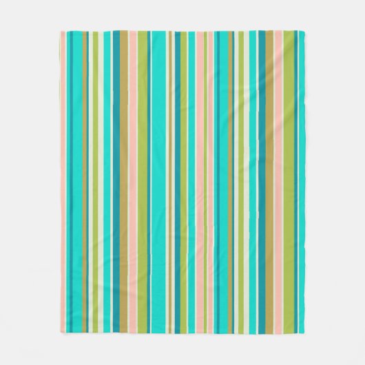 Couverture Polaire Bandes de pêche et turquoise roses rétro-verticale (Devant)