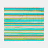 Couverture Polaire Bandes de pêche et turquoise roses rétro-verticale (Devant (Horizontal))