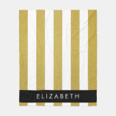 Couverture Polaire Bandes d'or, Motif rayé, Lignes, Votre Nom (Devant)