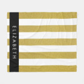 Couverture Polaire Bandes d'or, Motif rayé, Lignes, Votre Nom (Devant (Horizontal))