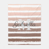 Couverture Polaire Bandes d'or rose avec Monogramme (Devant)