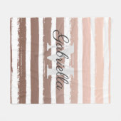 Couverture Polaire Bandes d'or rose avec Monogramme (Devant (Horizontal))