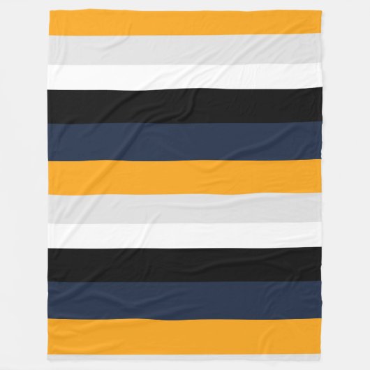 Couverture Polaire Bandes jaunes, bleues, blanches et noires (Devant)