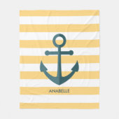 Couverture Polaire Bandes jaunes et Ancre bleue (Devant)