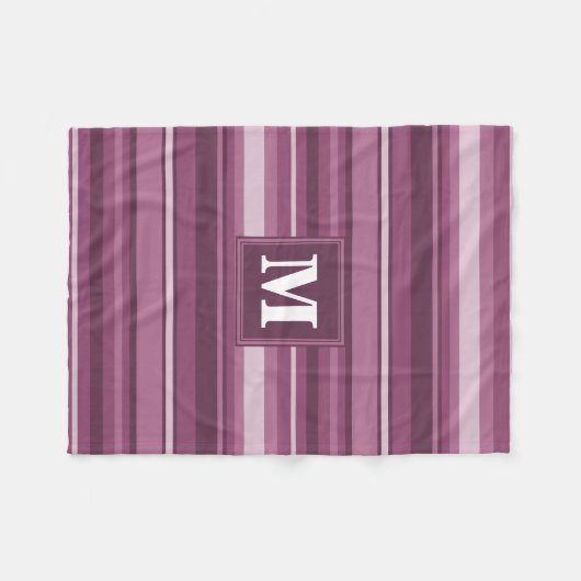 Couverture Polaire Bandes mauve monogrammes (Devant (Horizontal))