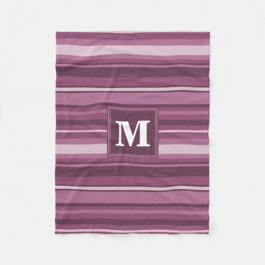 Couverture Polaire Bandes mauve monogrammes (Devant)