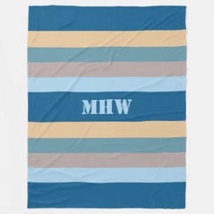 Couverture Polaire Bandes nautiques monogramme personnalisées couvert