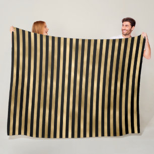 Couverture Polaire Bandes Noir Et Or Froissées