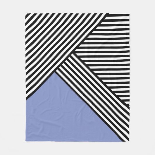 Couverture Polaire Bandes noires et blanches avec triangle bleu (Devant)
