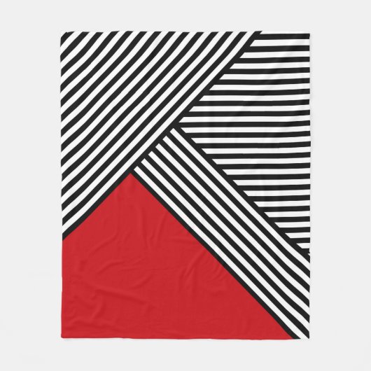 Couverture Polaire Bandes noires et blanches avec triangle rouge (Devant)