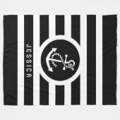 Couverture Polaire Bandes Noires Et Blanches Et Ancre Nautique (Devant (Horizontal))
