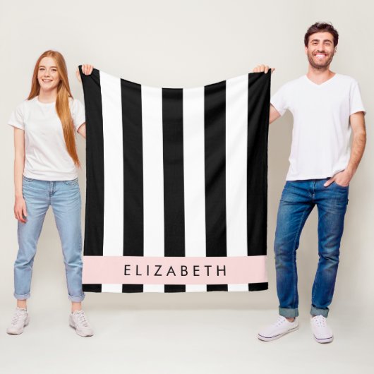 Couverture Polaire Bandes noires et blanches, Gravées, Lignes, Votre (En situation)