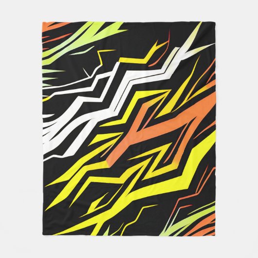 Couverture Polaire Bandes orange jaune Abstraites (Devant)