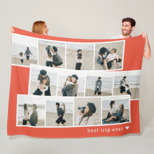 Couverture Polaire Bandes Photo Couleur personnalisée Blanche personn