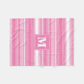 Couverture Polaire Bandes rose monogramme (Devant (Horizontal))