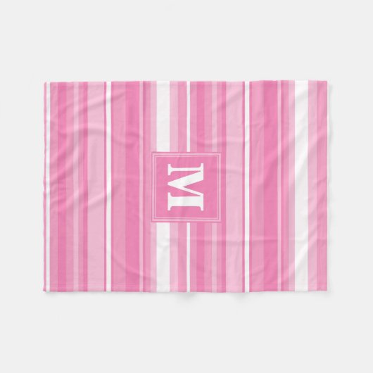 Couverture Polaire Bandes rose monogramme (Devant (Horizontal))