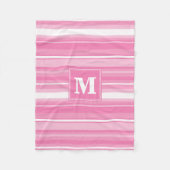 Couverture Polaire Bandes rose monogramme (Devant)