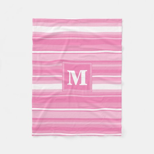 Couverture Polaire Bandes rose monogramme (Devant)
