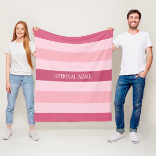 Couverture Polaire Bandes roses avec nom facultatif personnalisé