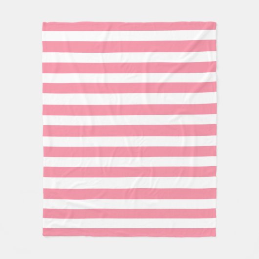 Couverture Polaire Bandes roses et blanches douces (Devant)