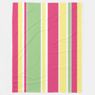 Couverture Polaire Bandes roses, vertes et jaunes
