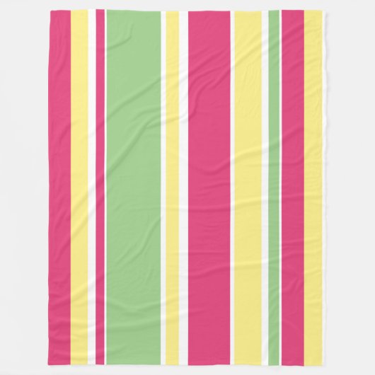 Couverture Polaire Bandes roses, vertes et jaunes (Devant)