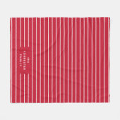 Couverture Polaire Bandes rouges et blanches mignonnes nom de famille (Devant (Horizontal))