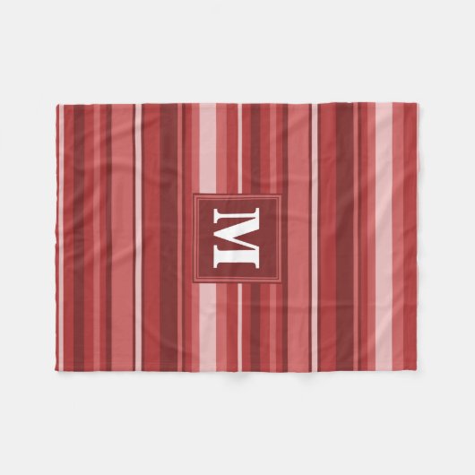 Couverture Polaire Bandes rouges monogrammes (Devant (Horizontal))