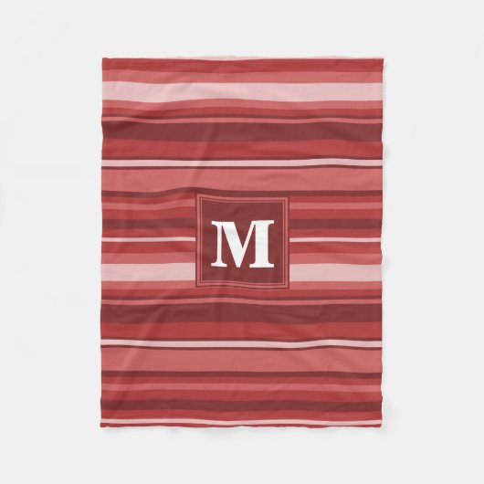 Couverture Polaire Bandes rouges monogrammes (Devant)