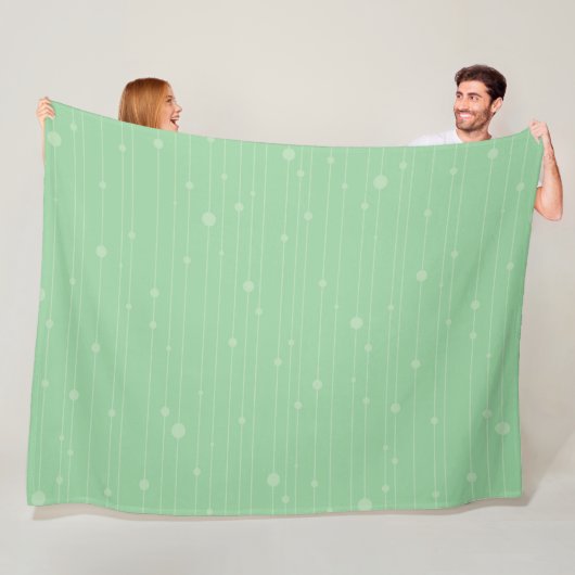 Couverture Polaire Bandes simples et points vert menthe moderne (En situation)