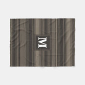 Couverture Polaire Bandes taupe monogramme (Devant (Horizontal))